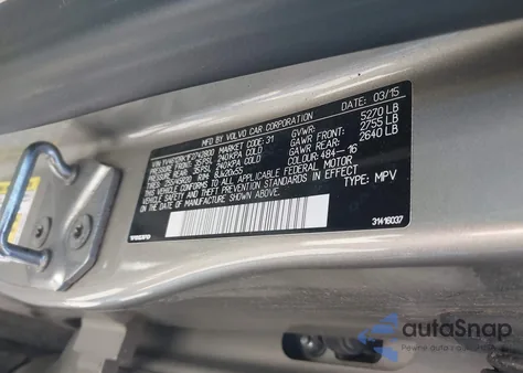 2015 Volvo Xc60 T5/T5 Premier из США, поврежденный, VIN YV4612RK1F2742800